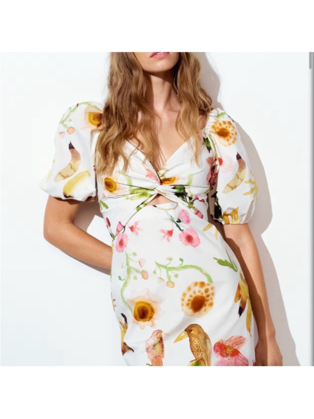 H&M Twist Detail Tropical Mini Dress